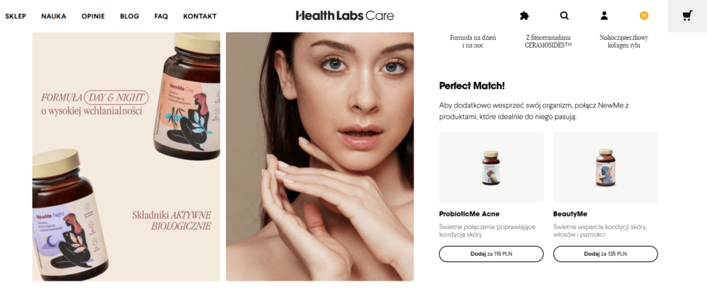 Atrakcyjna sekcja cross-sellingowa na stronie produktowej.