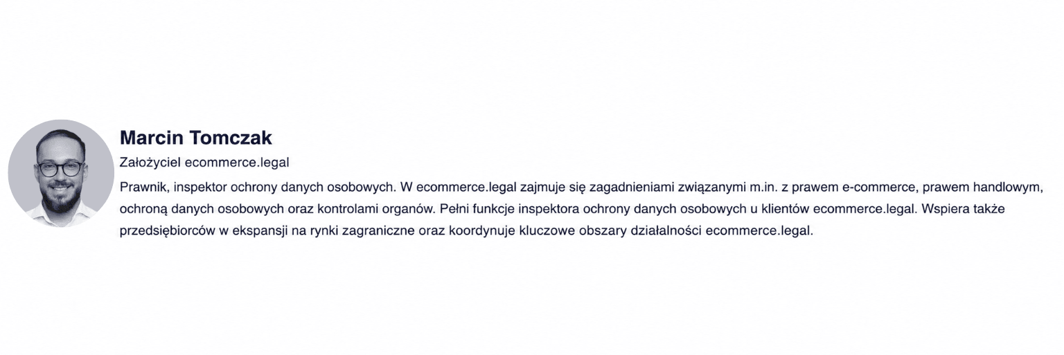 Marcin Tomczak to założyciel ecommerce.legal.
